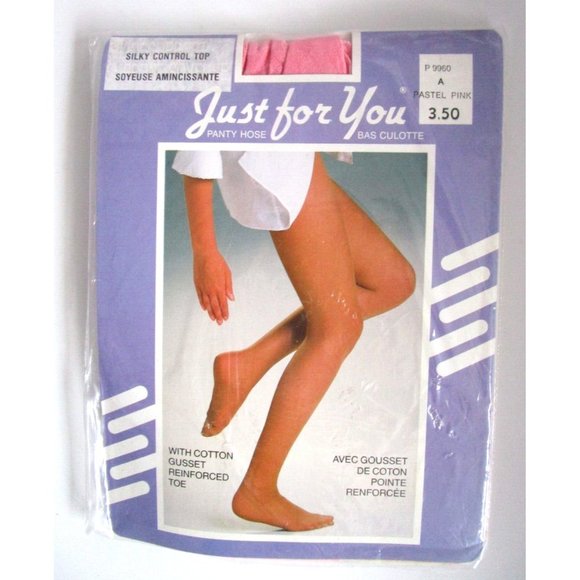 Vintage Just For You Silky Control Top "Pastel Pink" Pantyhose - P 9960 Size A - Picture 1 of 5